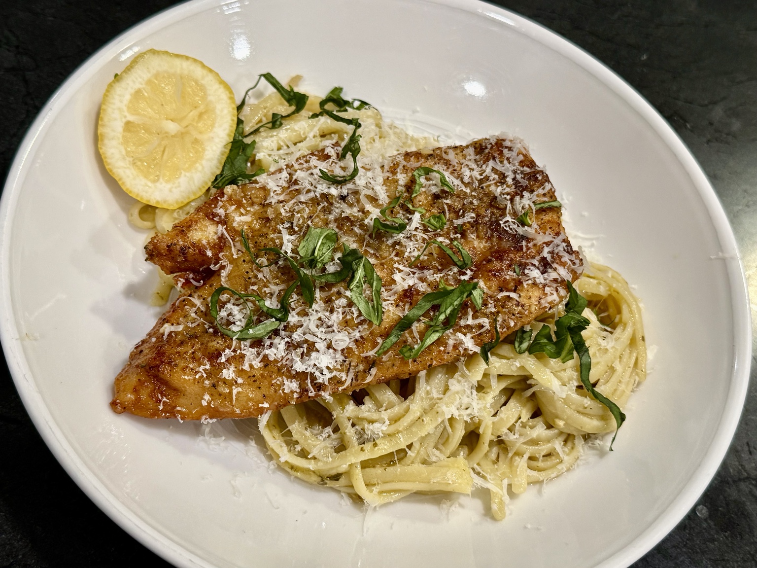 Lemon-Parmesan Fish with Zucchini Linguine
