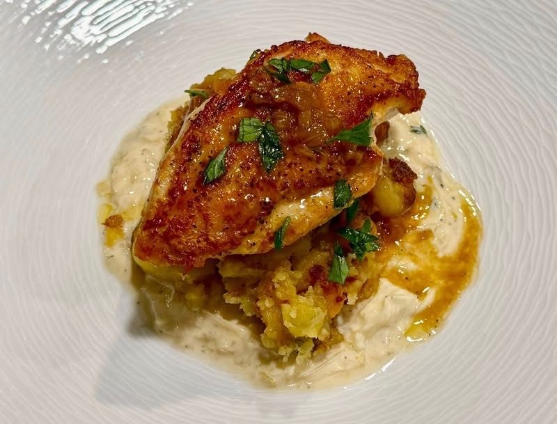 Crispy Chicken with Cornbread & Pepper Gravy