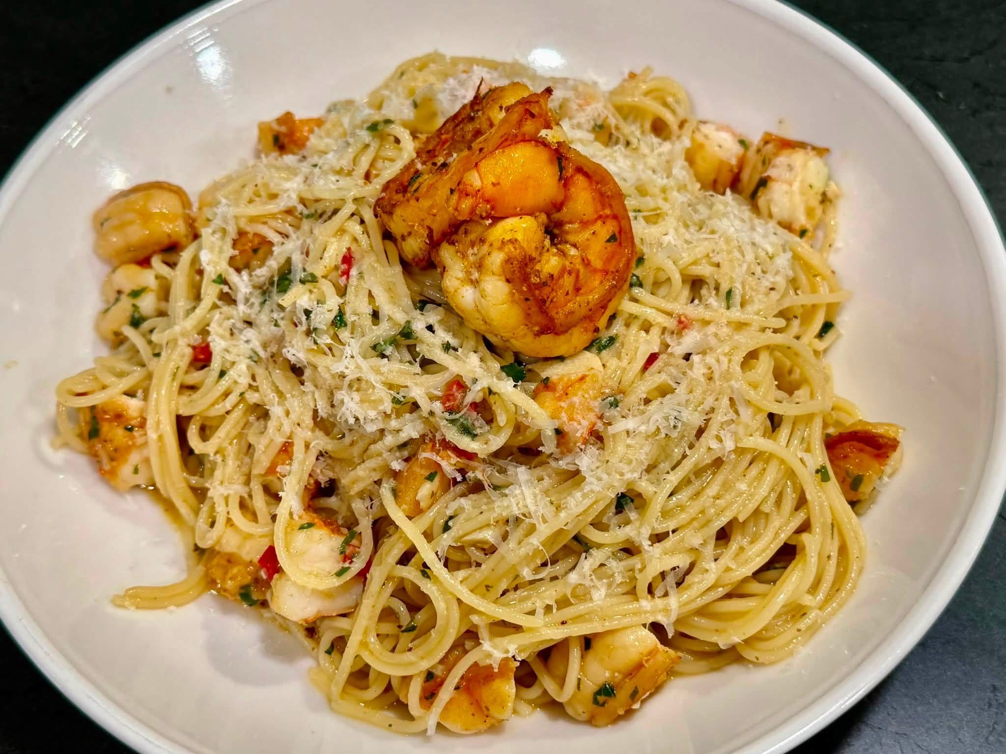 Garlic-Parmesan Shrimp Linguine