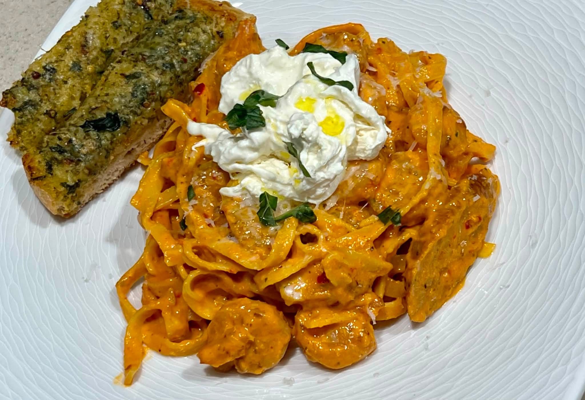 Creamy Rosé Chicken Pasta with Burrata
