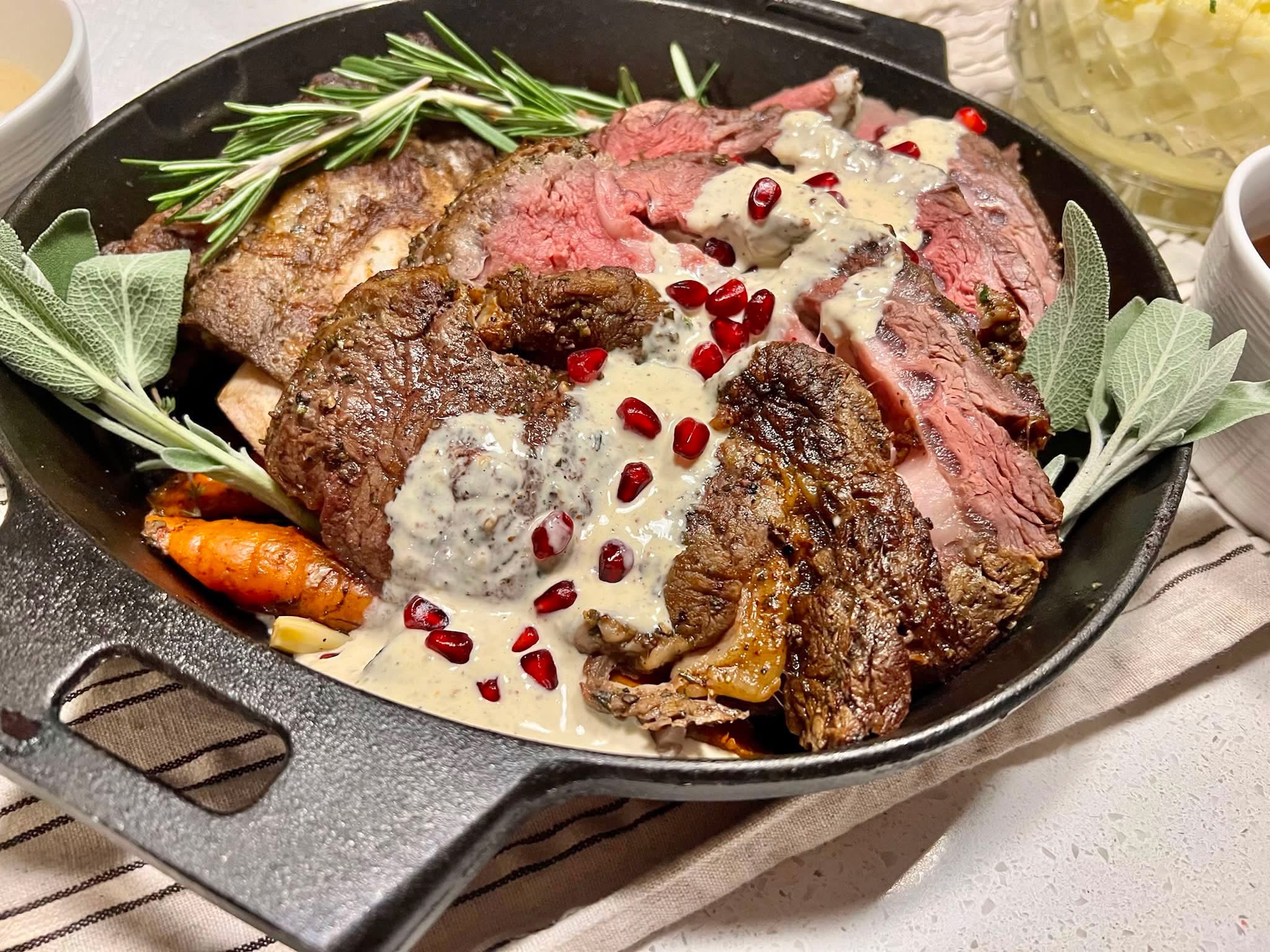 Rosemary Prime Rib with Peppercorn Cream